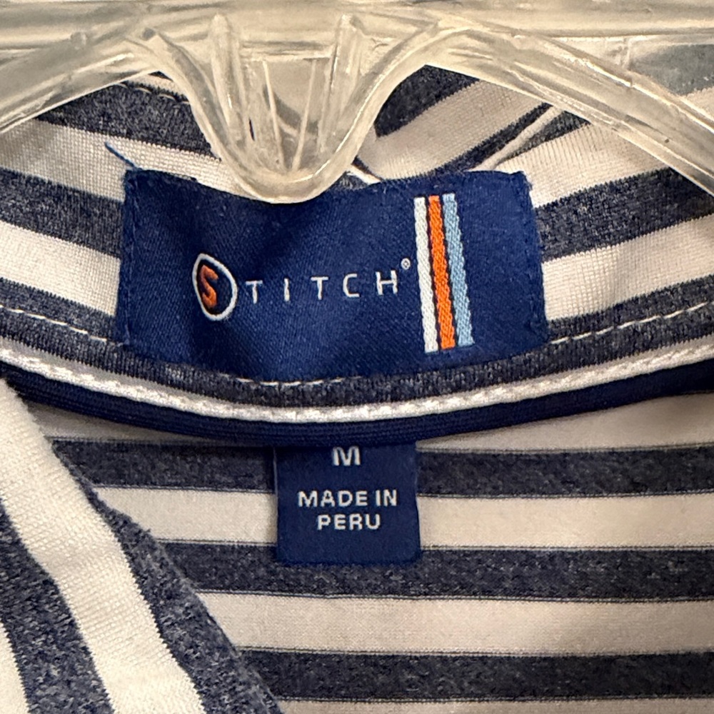 Stitch Navy and White Striped Golf Polo Shirt